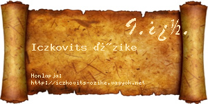 Iczkovits Őzike névjegykártya